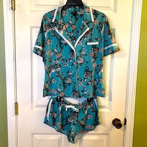 Cosabella LIKE NEW floral and bird light blue short sleeved PJ set, size L